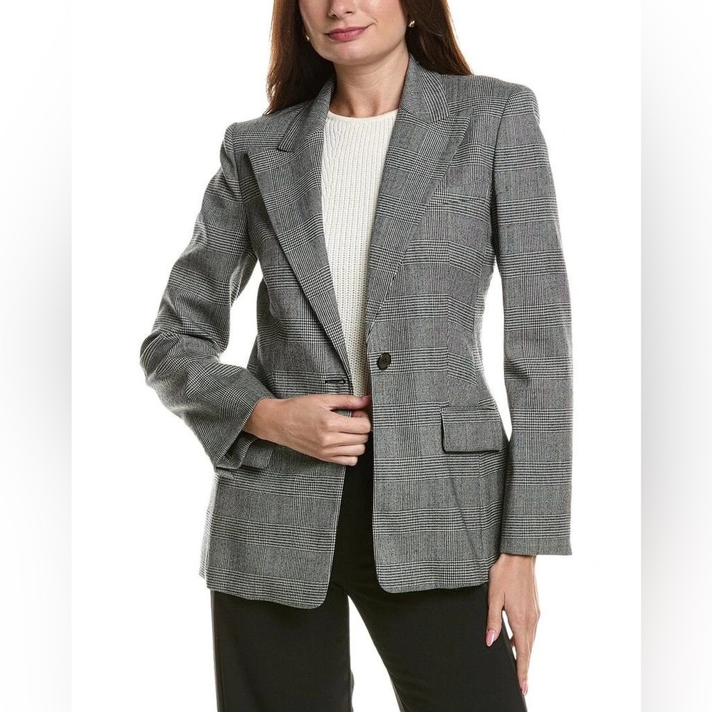 Anne Klein Classic Gray Checkered Blazer